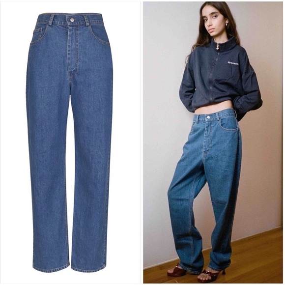 My Mum Made It High Rise Baggy Blue Jeans- NWT - Picture 1 of 12